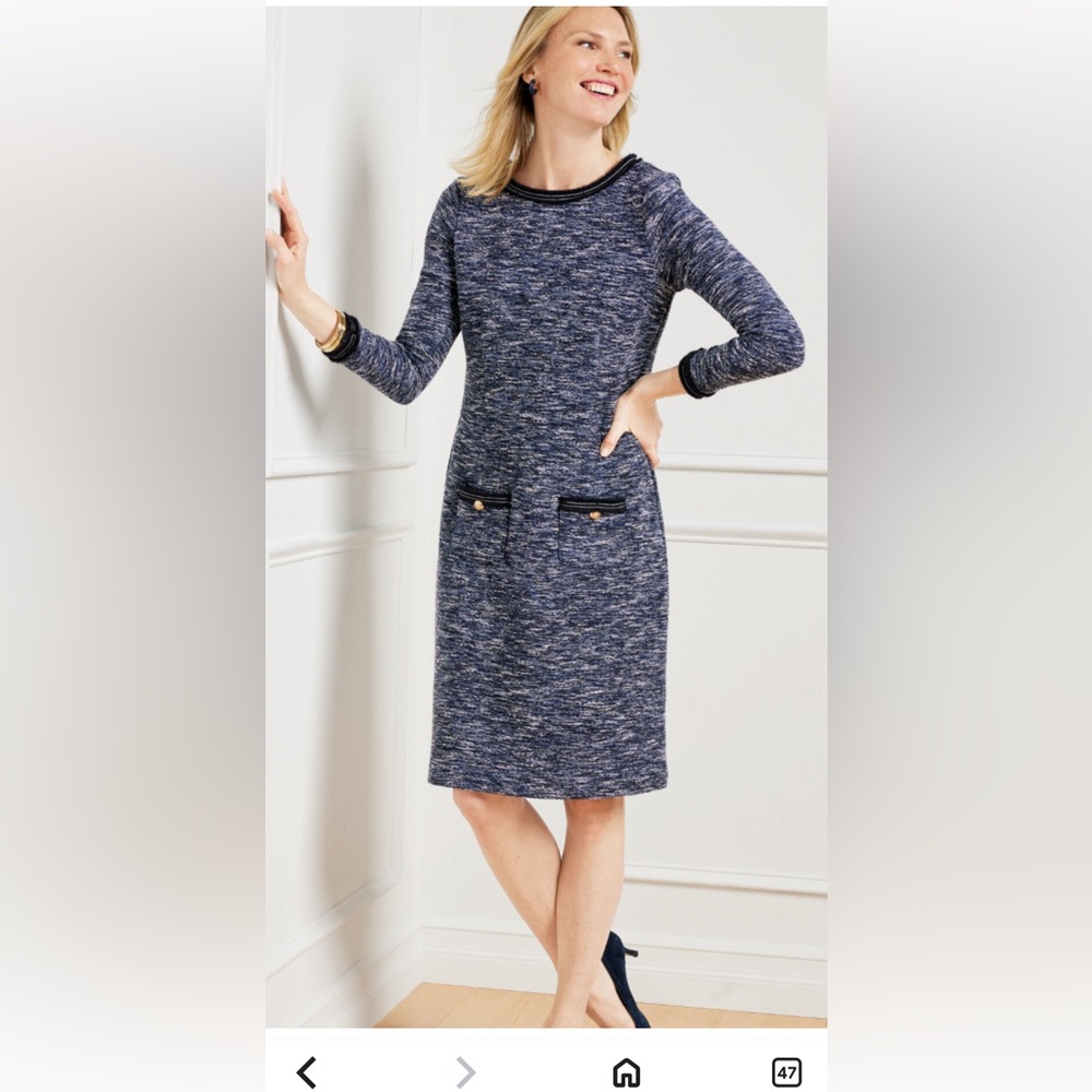 Talbots Black and White Textured Midi Dress